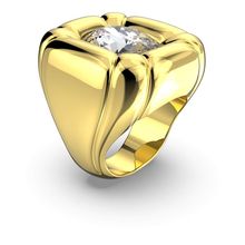 Anillo de cóctel Dulcis, Cristales de talla cushion, Amarillo, Baño tono oro