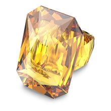 Anillo de cóctel Lucent, Cristal de gran tamaño, Amarillo