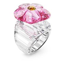 Anillo de cóctel Florere, Flor, Rosa, Baño de rodio