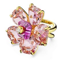 Anillo de cóctel Florere, Flor, Rosa, Baño tono oro