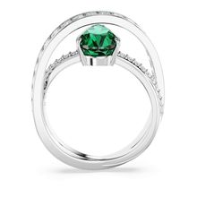 Anillo de cóctel Hyperbola, Circonita neutra en carbono, Tallas mixtas, Bandas dobles, Verde, Baño de rodio