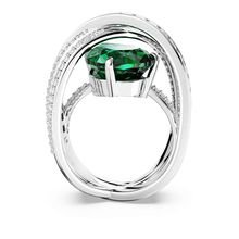 Anillo de cóctel Hyperbola, Circonita neutra en carbono, Tallas mixtas, Cuatro bandas, Verde, Baño de rodio