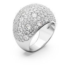 Anillo de cóctel Luna, Luna, Blanco, Baño de rodio