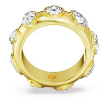 Anillo Dextera, Tallas mixtas, Blanco, Baño tono oro