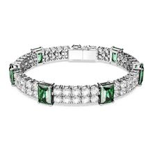 Pulsera Matrix Tennis, Tallas mixtas, Verde, Recubrimiento en rodio