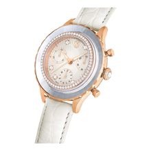 Reloj Octea Chrono, Fabricado en Suiza, Correa de piel, Blanco, Acabado tono oro rosa