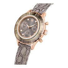 Reloj Octea Chrono, Fabricado en Suiza, Correa de piel, Gris, Acabado tono oro rosa