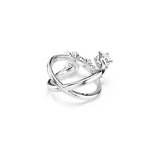 Anillo de cóctel Matrix, Perla de cristal, Talla redonda, Blanco, Baño de rodio