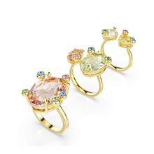 Anillo Gema, Conjunto (3), Tallas mixtas, Multicolor, Baño tono oro
