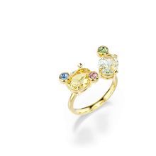 Anillo Gema, Conjunto (3), Tallas mixtas, Multicolor, Baño tono oro
