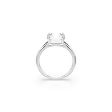 Anillo Stilla, Talla octogonal, Blanco, Acabado en tono plateado