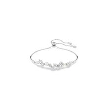 Brazalete Constella, Crystal Pearl, Tallas redondas, Blanco, Baño de rodio