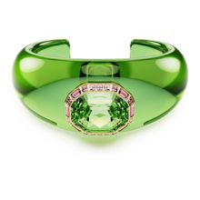 Brazalete Dulcis, Talla octogonal, Pavé, Verde, Baño tono oro