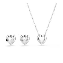 Conjunto Ariana Grande x Swarovski, Tallas mixtas, Corazón, Blanco, Baño de rodio
