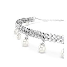 Gargantilla Ariana Grande x Swarovski, Perla de cristal, Talla redonda, Blanca, Baño de rodio