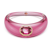 Gargantilla Dulcis, Talla octogonal, Pavé, Rosa, Baño tono oro