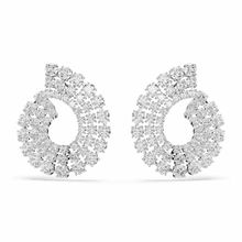 Pendientes de aro Matrix, Tallas redondas combinadas, Blancos, Baño de rodio