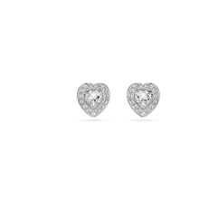 Pendientes de botón Ariana Grande x Swarovski, Tallas mixtas, Corazón, Blancos, Baño de rodio