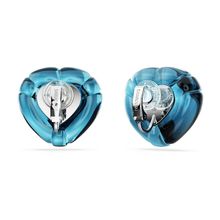 Pendientes de clip Dulcis, Talla de corazón, Pavé, Corazón, Azules, Baño de rodio