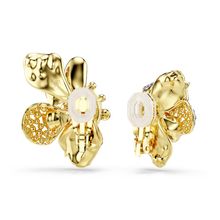Pendientes de clip Idyllia, Tallas mixtas, Pavé, Flor, Multicolores, Combinación de acabados metálicos