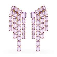 Pendientes de clip Millenia, Talla octogonal, Luminaria, Morados, Baño tono oro