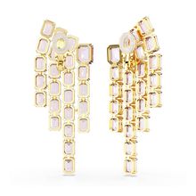 Pendientes de clip Millenia, Talla octogonal, Luminaria, Morados, Baño tono oro