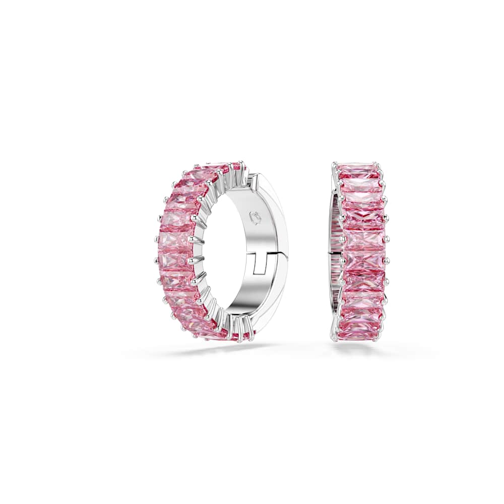 Pendientes ear cuff Matrix, Talla baguette, Baño de rodio