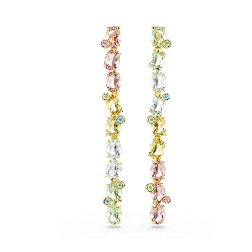 Pendientes Gema, Diseño asimétrico, Tallas mixtas, Multicolores, Baño tono oro