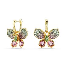Pendientes Idyllia, Tallas mixtas, Pavé, Mariposa, Multicolores, Combinación de acabados metálicos