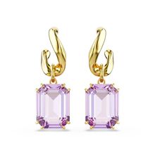 Pendientes Millenia, Talla octogonal, Morado, Baño tono oro