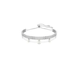 Pulsera Ariana Grande x Swarovski, Perla de cristal, Talla redonda, Blanca, Baño de rodio