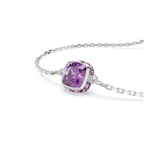 Pulsera Birthstone, Talla cuadrada, Febrero, Morada, Baño de rodio