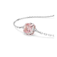Pulsera Birthstone, Talla cuadrada, Junio, Rosa, Baño de rodio