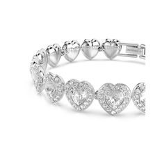 Pulsera Tennis Ariana Grande x Swarovski, Tallas mixtas, Corazón, Blanca, Baño de rodio