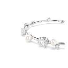 Pulsera Tennis Constella, Crystal Pearl, Tallas redondas, Blanca, Baño de rodio