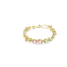 Pulsera Tennis Gema, Tallas mixtas, Multicolor, Baño tono oro
