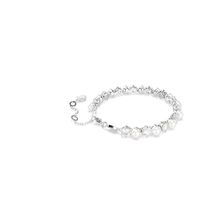 Pulsera Tennis Matrix, Perla de cristal, Talla redonda, Blanca, Baño de rodio