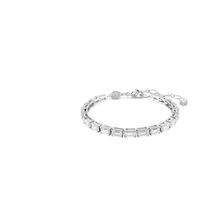 Pulsera Tennis Matrix, Talla baguette, Blanca, Baño de rodio