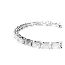 Pulsera Tennis Matrix, Talla baguette, Blanca, Baño de rodio