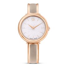 Reloj Crystalline Bangle, Fabricado en Suiza, Brazalete de metal, Beige, Acabado tono oro rosa