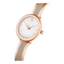 Reloj Crystalline Bangle, Fabricado en Suiza, Brazalete de metal, Beige, Acabado tono oro rosa
