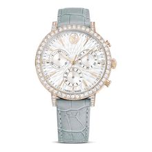Reloj Matrix Tennis Chrono, Fabricado en Suiza, Correa de piel, Gris, Acabado tono oro champán