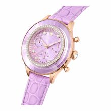 Reloj Octea Chrono, Fabricado en Suiza, Correa de piel, Morado, Acabado tono oro rosa