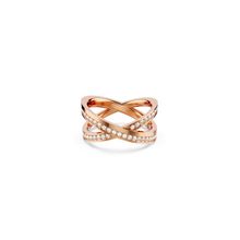 Anillo Delta, Talla redonda, Blanco, Baño tono oro rosa
