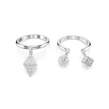 Anillo Dextera, Conjunto (2), Esfera y cubo, Blanco, Baño de rodio