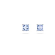 Pendientes de botón Matrix, Talla cuadrada, Azules, Baño de rodio