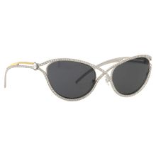 Gafas de sol, Forma de ojo de gato, SK7025, Tono plateado