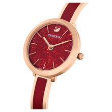 Reloj Crystalline Delight, Fabricado en Suiza, Brazalete de metal, Rojo, Acabado tono oro rosa