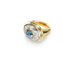 Anillo de cóctel Chroma, Talla octogonal, Azul, Baño tono oro