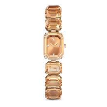 Reloj, Pulsera de talla octogonal, Marrón, Acabado tono oro champán